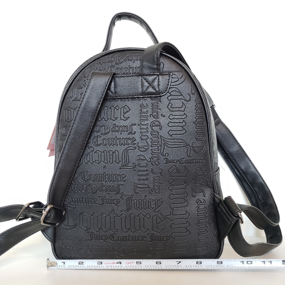 ❌SOLD❌Juicy Couture Backpack 2pc with Pouch Embossed Black Y2k Grunge - Picture 11 of 14